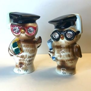 Vintage Lefton Owl Graduation Salt & Pepper